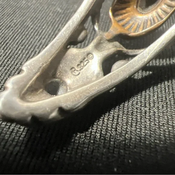 .925 Sterling&brass Carolyn Pollack Fritz Casuse Mixed Metal Turquoise Bracelet - Picture 5 of 8